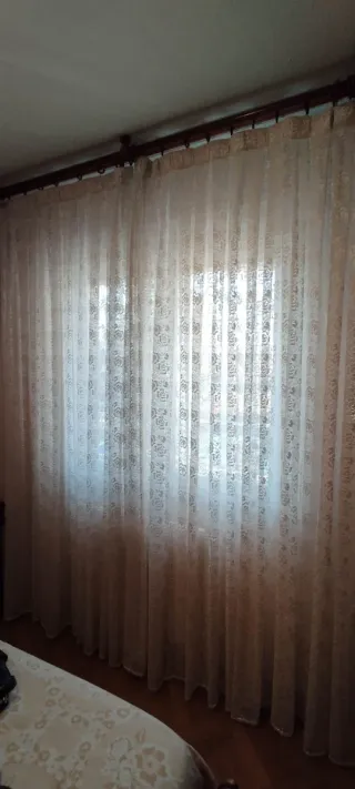 Cortinas de poliéster beige y blanco 3.50x2.37