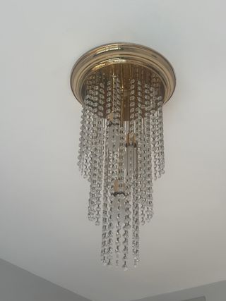 Lámpara de techo de cristal de roca y metal dorado