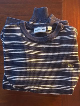 Jersey Lacoste Rayas Hombre Azul