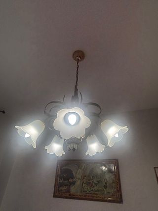Lámpara de techo flor metal y cristal