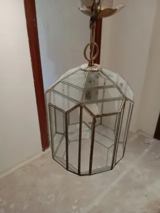 2 Lámparas Techo Vintage Vidriera