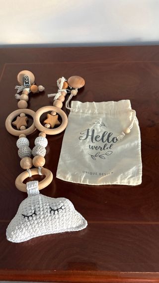 Cadena para cochecito de bebé de madera. Nuevo