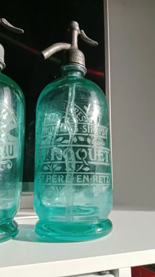 2 Sifones de Colección. Tapón de plomo. Turquesa.