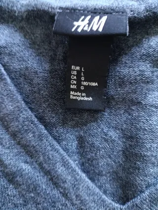 Jersey fino H&M hombre talla L azul marino