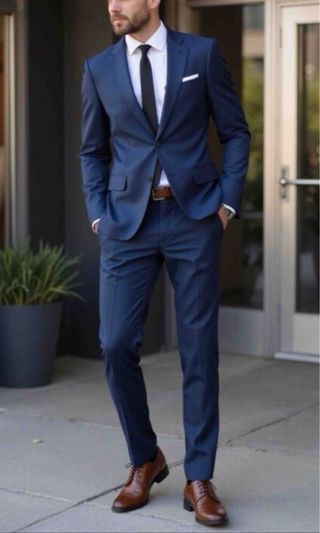 Traje Zara Hombre Talla 48 Azul Marino