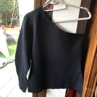 Ganga Rebajado Jersey Negro Hombro Descubierto