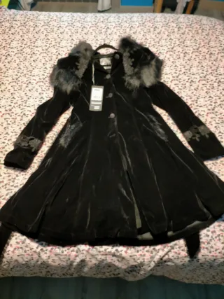 Abrigo largo Punk Rave gótico terciopelo