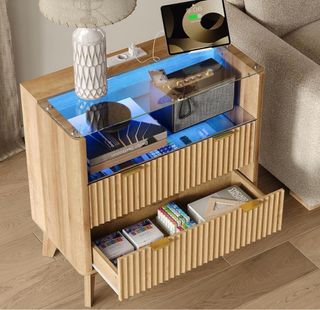 Mesa consola madera y cristal