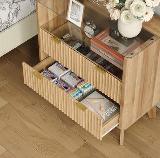 Mesa consola madera y cristal