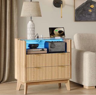 Mesa consola madera y cristal