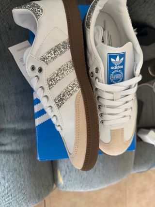 Adidas Samba OG Glitter Plata Mujer Talla 38