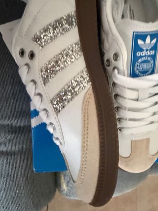 Adidas Samba OG Glitter Plata Mujer Talla 38