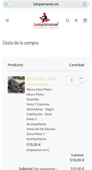Asiento Moto Yamaha Negro