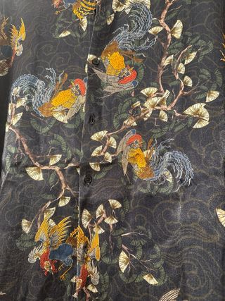 Camisa Zara Estampado Asiático Negra