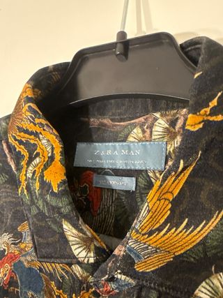Camisa Zara Estampado Asiático Negra