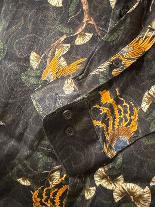 Camisa Zara Estampado Asiático Negra