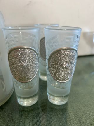 Juego Tequila Cancún Vidrio y Plata