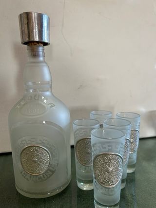 Juego Tequila Cancún Vidrio y Plata