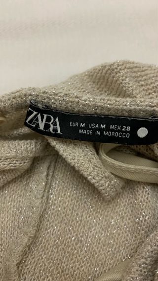 Vestido largo Zara brillos beige/dorado Talla M
