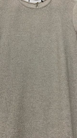 Vestido largo Zara brillos beige/dorado Talla M