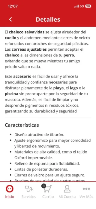 Chaleco salvavidas para perro