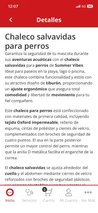 Chaleco salvavidas para perro