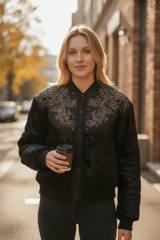 Chaqueta Bomber Vintage Terciopelo Bordada