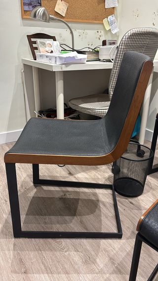 4 Sillas Comedor Piel y Madera