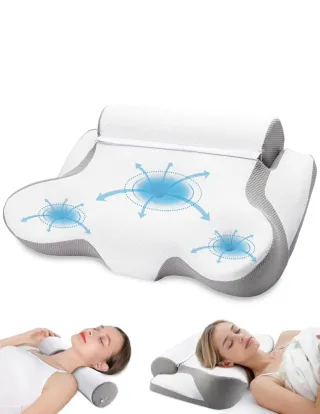 Almohada Cervical Viscoelástica Gris/Blanca