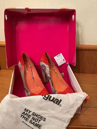 DESIGUAL - Zapatos tacón peeptoe multicolor t40