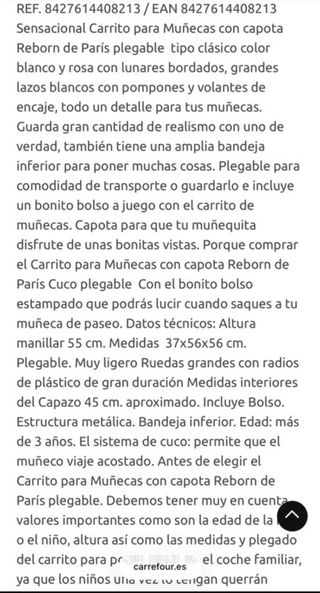 Carrito Muñecas Reborn Paris Arias