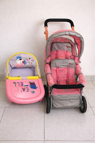 Pack Carro Gemelar Muñecos y Trona Baby Born