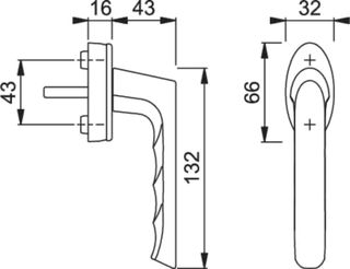 Manilla Hoppe Brest para ventanas x 2