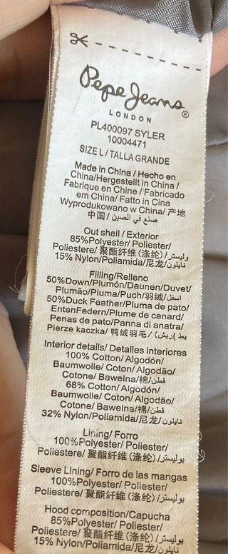 Anorak plumas Pepe Jeans