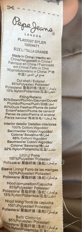 Anorak plumas Pepe Jeans