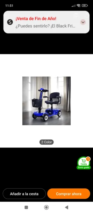 Silla de movilidad eléctrica azul