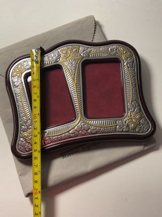 Cornice Portafoto Doppia ARIN Argento e Legno