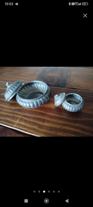 Bombonera cuenco de estaño antiguos