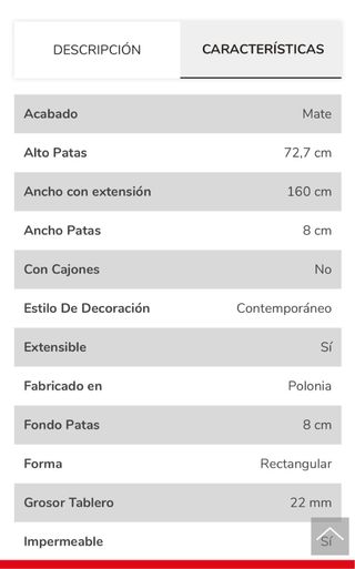 Mesa comedor extensible roble
