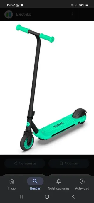 Patinete eléctrico infantil color verde