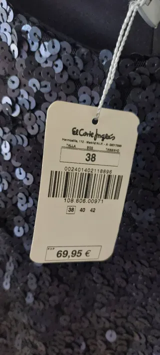 Vestido lentejuelas azul Talla 38