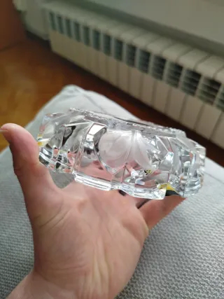 Cenicero cristal tallado con plata de ley