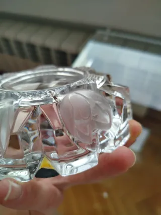 Cenicero cristal tallado con plata de ley