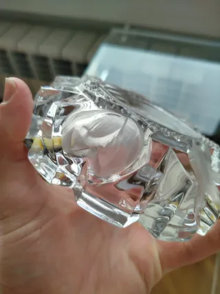 Cenicero cristal tallado con plata de ley