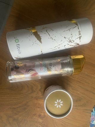 Bottiglia Fitvia Vetro Temperato Marmo Oro