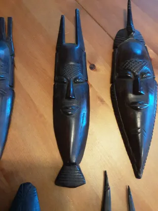 Conjunto 5 Máscaras Africanas Ébano