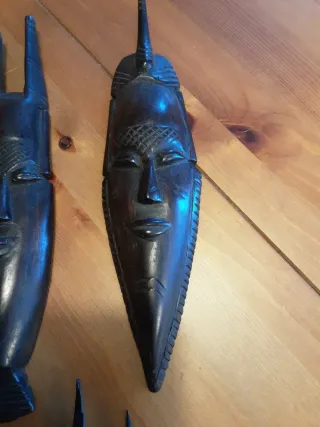 Conjunto 5 Máscaras Africanas Ébano