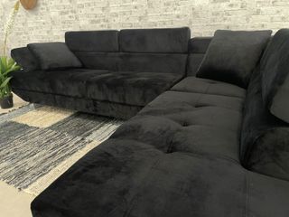 Sofá Rinconera Diseño Negro Terciopelo