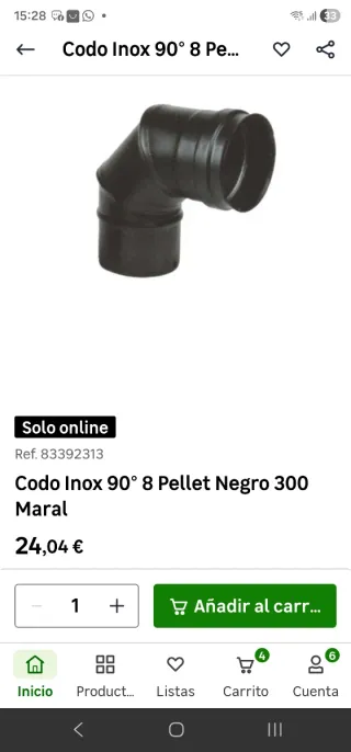 Sombrete y codo para estufa de pellets