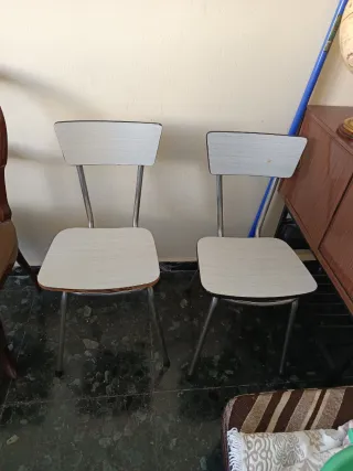2 Sillas Cocina Metal y Madera
